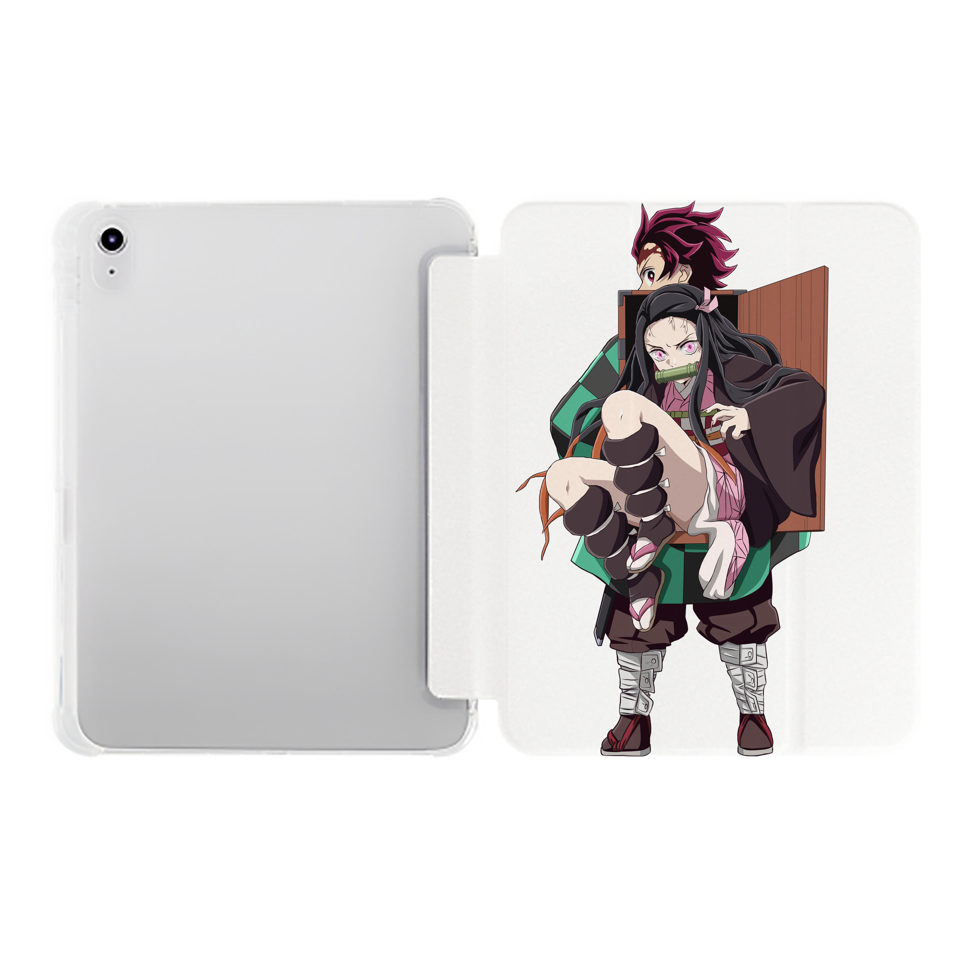（画像用） 鬼滅の刃（きめつのやいば）竈門 禰󠄀豆子／かまど ねずこ Kamado Nezuko IPad ケース ペン収納付き 三つ折りスタンド PUレザー×シリコン 対応機種9.5/10.5/10.9インチ